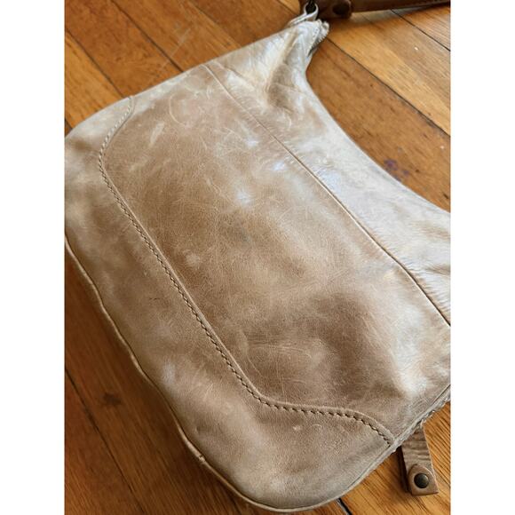 FRYE 'Melissa' Distressed Tan Leather Shoulder Bag w/Crossbody Strap - Picture 9 of 16